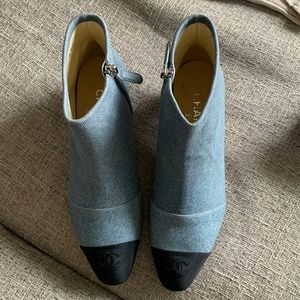Chanel Two Tone Denim Ankle Boots